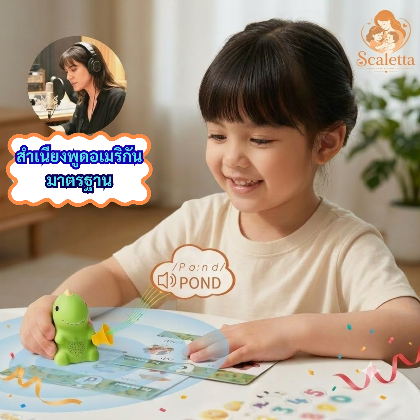 ไดโนเสาร์พูดได้ + การ์ดคำศัพท์ Scaletta
