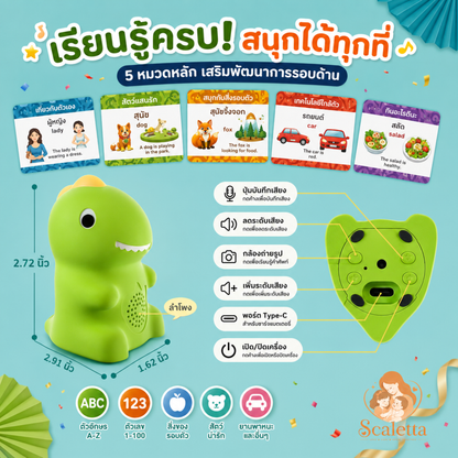 ไดโนเสาร์พูดได้ + การ์ดคำศัพท์ Scaletta